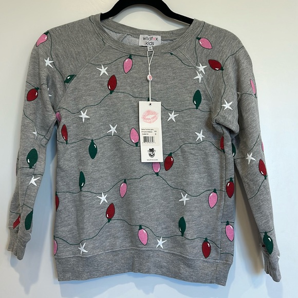 Wildfox Kids Holiday Sweatshirt, Grey w/ Light Pattern Size M 7/8 - Picture 1 of 2